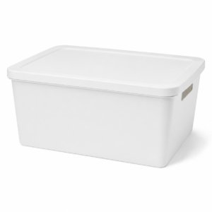 Lidded Storage Box Plastic Home Organizer 15L White | Wholeds